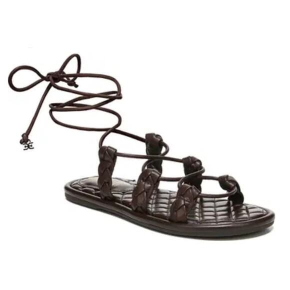 Sam Edelman Zariah Flat Sandals 7.5 Dark Chocolate Strappy Summer Resort NWOT - Picture 1 of 9